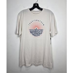 NWT Travis Mathew cream cotton beach cities short sleeve shirt - medium